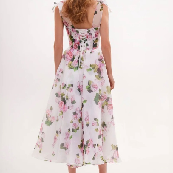 Milla Tender Floral Midi Tie Strap Dress - XS - Picture 5 of 5